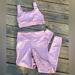 Stunning Mono B athletic set blush pink metallic leopard skin